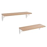 WLIVE 棚壁 壁掛け 飾り棚 壁掛け ウォールシェルフ DIY 壁掛けラック 幅48*奥行17*高さ11cm 可愛い 一字式 木製 スチール 壁収納 2個セット オーク WH0035A