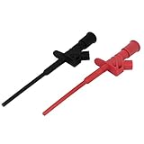 uxcell　テストクリップ　 電気試験フック　テストフック ブラック レッド プラスチック ブラス 2個入