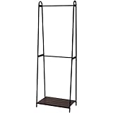 山善(YAMAZEN) ハンガーラック 棚付き Aスタイルハンガー トール 上下2段タイプ ウォルナット 幅66×奥行39.5×高さ188cm ASH-T(WL/BK)