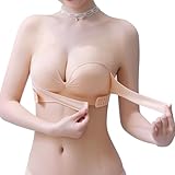 [Gokamoi] ストラップレスブラ 紐なしブラ ブラジャー【ズレにくい・脇高 ・ノンワイヤー・三重滑り止め】 美胸美背 高弾性 柔らかい肌触り ブラジャー 寄せブラ バストアップ チューブトップ 結婚式 オフショル インナー (左右ホック-肌色, S-70)