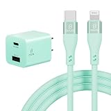 iphone 充電器 ケーブル セット pd充電器 20W 急速充電器 ipad 充電器 USB PD 対応 PSE技術基準適合 アイホン 充電 ACアダプター 電源アダプタ TYPE-C 充電 コード スマホ充電器 コンセント 電源アダプター iPad iPhone14 Pro 13 12 11 x 8 7mini Plus (グリーン, AC充電器+Type-C to ライトニング 1m)