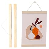 East Leaf タペストリー棒 ポスターハンガー マグネット 壁掛け 和風 穴を開けない 額縁 木製 21cm ～ 40cm 2点セット (白, 41cm (B3))