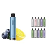 電子タバコ シーシャ 9000回吸引 HQD CUVIE PLUS2.0 ニコチンゼロ リキッド 18ml 電子VAPE 水蒸気タバコ 持ち運びシーシャ VAPE 使い捨て 禁煙グッズ 爆煙 長持ち 大容量 11種類 フレーバー 高品質 ハイエンドモデル 【Type-Cケーブル 付き】 (ブルーベリーレモネード)