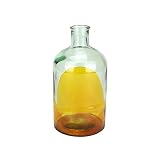 8.75" Fancy Fair Hand-Made Transparent Orange and Clear Two-Tone Recycled Spanish Glass Vase