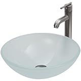 Vigo vgt270ホワイトFrost 16 – 1 / 2 "強化ガラス容器シンクwith BrushedニッケルV、 VGT270 1