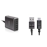 【A-Cケーブルセット】 エレコム USB 充電器 ACアダプター コンセント 急速充電器 [ 60W / USB-A×6 ] 電源ケーブル PSE認証済 1.5ｍ EC-ACD01BK ブラックセット 【1ｍ】