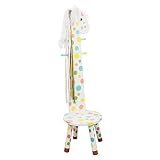 Teamson Kids Childrens Wooden Pony High Backed Coat Stand Kids Rack and Stool Seat with Hooks W-1945