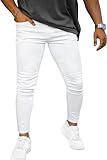 [GINGTTO] ジンットジーンズ メンズ スキニー スリム スキニーパンツ メンズ ストレッチ デニム ホワイト 白 32