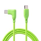 iFace Type-C to Type-C Neo 充電ケーブル 1.2m L字型 (ネオグリーン)【 急速充電 3A 絡みにくい USB-C & USB-C L字 シリコン素材 アイフェイス ケーブルタイ付属 iPhone Galaxy iPad MacBook Pro 各機種対応 】