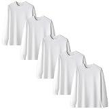 Hisitosa 長袖tシャツ メンズ 綿100% 3枚セット ５枚組 インナーシャツ メンズ 肉厚生地 ゆったり 無地 防菌防臭 柔らかい ロングtシャツ 春秋冬 (JP, アルファベット, 2XL, 5枚組-ホワイト)