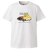 [chatte noir] Tシャツ メンズ 半袖 おしゃれ DAMN. chocolate banana チョコバナナ ロゴ アメリカン クルーネック Uネック ユニセックス 男女兼用 プリントTシャツ ホワイト L