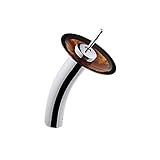 VIGO Single Handle Waterfall Bathroom Faucet with Auburn/Mocha Glass Disc, Chrome [並行輸入品]