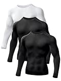Odoland メンズ長袖コンプレッションウェア 3枚組 吸汗速乾 加圧 スポーツインナー 筋トレ ボディビル Mサイズ