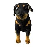 Mahnerop 犬のぬいぐるみ 17x15x10cm お座りダックスフンド ブラックタン 人形 フィギュア 置き物 アニマル 動物 ガーデン 装飾 犬 イヌ 本物そっくり犬のぬいぐるみ 抱き枕 可愛いまくら リアル アニマル 犬 おもちゃ プレゼント