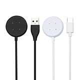 HMLXSH 2 USB-A Type-Cポート、Google Pixel Watch 3/Pixel Watch2充電器、3.3フィート/100スマートウォッチ充電アダプター、Fitbit Ace LTE/Versa 4/Versa3用アクセサリー (2、ブラック&ホワイト)