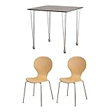 机ブラウン/椅子ナチュラル／【3点セット】ダイニングセット ダイニングテーブル ダイニングテーブルセット 食卓テーブル ダイニング 食卓 ダイニング