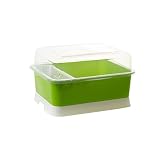 Lying カバー食器棚ディッシュラック食器収納ボックス付きのキッチンドレンラックボウルシェルフ - キッチンを整えるために使用 ( 色 : 緑 )