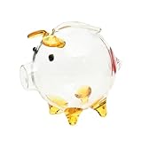 透明な豚の貯金箱 - 透明な豚の形をした貯金箱 ミニ愛らしいコインセーバーガラスバンク | ユニークな透明ガラスの貯金箱 貯金箱 子供/男の子/女の子向け