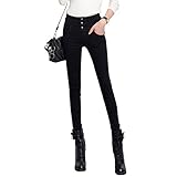 [Teddy] スキニーデニム レディース スキニーパンツ ジーンズ ストレッチ ロング丈 ハイウエスト p113 (ブラック, XS(25サイズ))