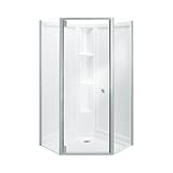 スターリング配管sp2375 – 38s-g05ソリティアシャワードアneo-angle 80 – 3 / 4 " x 38 – 1 / 4 " x 38 – 1 / 4 "クリアガラスシルバー