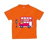 BabyChips ロンドンバス(名入れ半袖ベビーTシャツ) 130 オレンジ