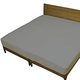 【デイリーコレクション】 ボックスシーツ 綿100% ゴム留め マットレスカバー 厚型タイプ 2台用サイズ 幅260cm (セミダブル+ダブル) マチ幅40cm (マットレス厚35cmまで対応) グレー ベッドカバー ベッドシーツ