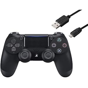 【純正品】ワイヤレスコントローラー (DUALSHOCK 4) ジェット・ブラック (CUH-ZCT2J) 【Amazon.co.jp特典】CYBER PS4用コントローラー充電ケーブル3m