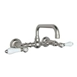 Rohl A1423LPSTN-2 Country Bath Low Lead Wall Mounted Bathroom Faucet with Porcelain Lever Handles, S