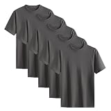 [NCFBAG] インナーシャツ ５枚組 肌着 メンズ tシャツ 綿100% 無地 スポーツ シャツ 下着 ゆったり 防菌防臭 吸汗速乾 快適 柔らかい 男女兼用 春夏秋冬 (2XL, グレー)