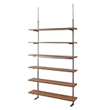 壁面突っ張り収納ラック 120幅 6段タイプ ナチュラル色 NJ-0249