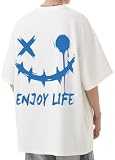 [ｂｌｕｅｆｅｅｌ] メンズ Tシャツ 夏 半袖 涼しい 接触冷感 柔らかい肌触り カットソー おしゃれ 大きいサイズ 耐摩耗 ゆったり 着心地 体型カバー バックプリント カジュアル デイリー White-3XL