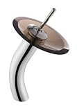 Kraus KGW-1700CH-BRCL Single Lever Vessel Glass Waterfall Bathroom Faucet Chrome with Brown Clear Gl