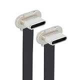 NFHK コード 角度付き USB-C タイプ C - USB-C 超薄型フラット電源 USB2.0 データケーブル 65W 急速充電 ノートパソコン タブレット スマートフォン用 (15cm)