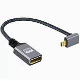 ViViSunハイスピードアルミニウムシェル3D/4K 1440p対応HDMI-MICROHDMIケーブル3D/4K 1440p対応 0.2m ナイロン編組 90° HDMI(メス)-micro(オス)延長ケーブル（0.2mグレー,下L)