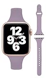 [AriRi] アップルウォッチ バンド スリム シリコン ラバーバンド スポーツ くすみカラー 38mm 40mm 41mm アップルウォッチ 8 se 7 6 5 4 3 2 1 (38mm/40mm/41mm, ラベンダー)
