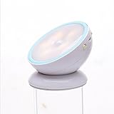 ledmomo 360度回転モーションセンサーライトコードレス充電式LED夜間ライトwith Detachable用磁気、廊下、バスルームベッドルームキッチン(ブルーソフトライト)