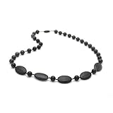 Bitey Beads Silicone Teething Nursing Necklace 32'' (Jet Black) [並行輸入品]