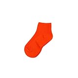 子供用 ショート リブ ソックス 無地 雑貨 靴下 レッグウェア キッズ ベビー 1-10歳 12-22cm (16-18cm(4-6歳), オレンジ)