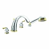 Moen t956cp Montecello 2ハンドル高円弧ローマンタブ蛇口には手シャワー、クローム/ Polished Brass