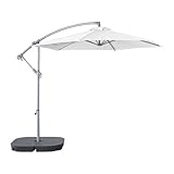 【IKEA/イケア】BAGGÖN / SVARTÖ ハンギングパラソル ベース付き, ホワイト, ダークグレー