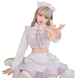 [Malymoon] コスプレ 天使界隈 天使 ナース 看護師 看護婦 地雷系 サブカル エンジェル メイド ウエイトレス ニーハイ メイド服 コスプレ衣装 ハロウィン コスプレ コスチューム 衣装 仮装 マリームーン 6点セット【9886】 (パープル)