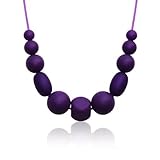 Siliconies Medley Necklace - Silicone Bead Necklace (Teething/Nursing) (Plum-Purple) by Siliconies