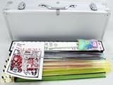 American Mahjong Set with Ivory Tiles, Racks, and Pushers in a Silver case