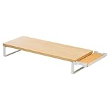 リヒトラブ パソコン台 モニター台 木目調 MDF 机上台 スリム サイドトレー付 ナチュラル 幅58×奥行20×高さ8cm 耐荷重15kg A8022-35
