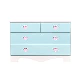 アルファタカバ 子供部屋に置きたいキッズチェスト ポップハート 幅100cm3段タイプ パステルブルー(取っ手ピンク)