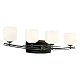 Kichler Lighting 45264 Avi brinbourne 4-lightバス器具、Anvil Iron with satin-etched Casedオパールガラス