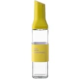 ColorfulHome オイルボトル 醤油差し 液だれしない 見せる収納 スタイリッシュ 片手 ガラス 調味料入れ 油入れ ドレッシングボトル 調味料 ビン オイル差し 醤油 酢 ビネガー オイル 容器 500ml 料理用 ギフト (イエロー)