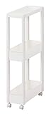 天馬 キャスター付き すき間ワゴン スリム 3段 幅17×奥行45×高さ85cm PORISH スキピタワゴン W-002S ホワイト