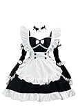 [YZZYQQ] メイド服 セット 英国風 半袖 ワンピース ロリータ コスプレ メイド イベント パーティー 大人 ハロウィン 学園祭 撮影 ブラック 3XL