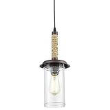 YOBO Lighting Vintage Glass Pendant Light with Hemp Rope【クリスマス】【ツリー】 [並行輸入品]